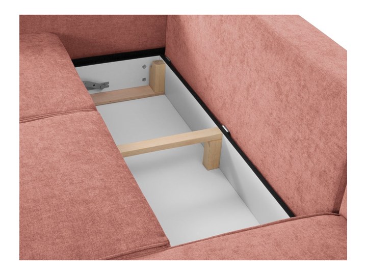 Sofa rozkładana 3-osobowa Dunas 233 cm różowa nogi złote Stała konstrukcja Głębokość 102 cm Powierzchnia spania 148x198 cm