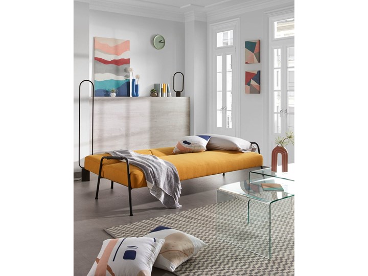 Sofa rozkładana Neiela musztardowa 180 cm Stała konstrukcja Kategoria Sofy i kanapy Kolor Żółty