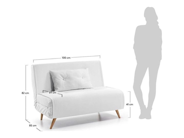 Sofa rozkładana Tupana  biała 100 cm Stała konstrukcja Głębokość 82 cm Powierzchnia spania 100x180 cm