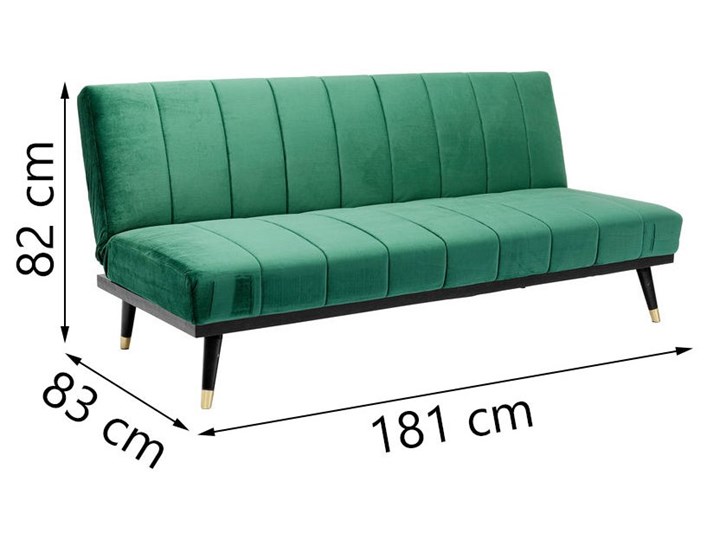 Sofa rozkładana Whisky 181 cm zielona Stała konstrukcja Nóżki Na nóżkach