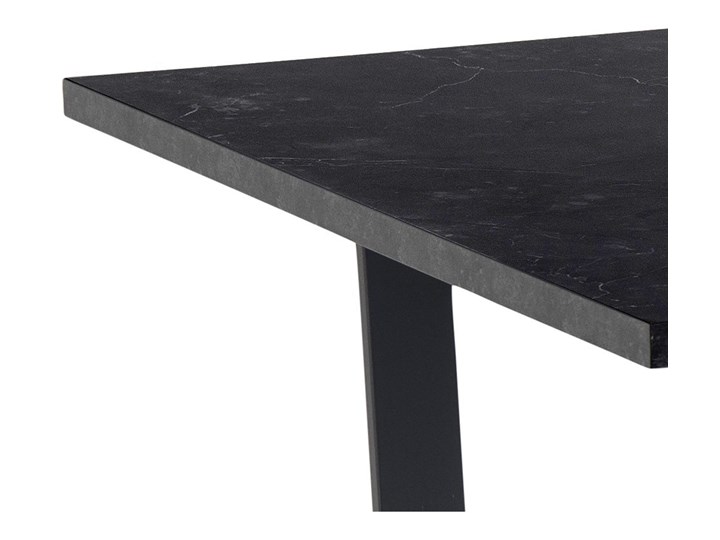 Stół czarny blat z marmurowym wzorem czarne metalowe nogi 160x90 cm Drewno Płyta laminowana Długość(n) 160 cm