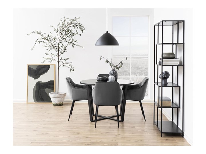 Stół Hagley Ø110 cm czarny Kształt blatu Okrągły Metal Płyta laminowana Drewno Kategoria Stoły kuchenne