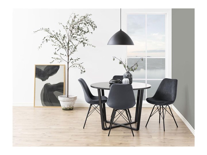 Stół Hagley Ø110 cm czarny Metal Drewno Płyta laminowana Liczba miejsc Do 4 osób