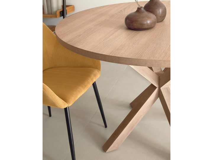 Stół okrągły Full Argo drewniany Ø 119 cm Płyta MDF Styl Minimalistyczny Drewno Kolor Beżowy
