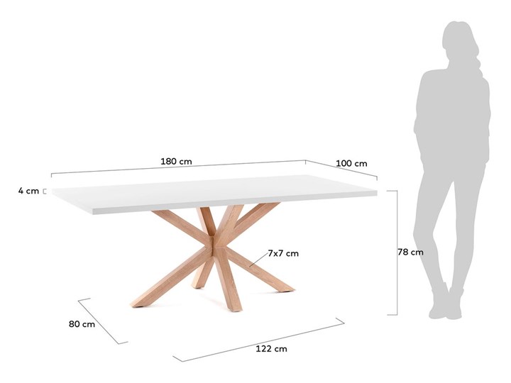 Stół Argo biało-brązowy 180x100 cm Stal Płyta MDF Kolor Biały