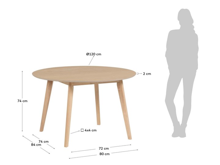 Stół okrągły Batilde drewniany  Ø 120 cm Kategoria Stoły kuchenne Drewno Kolor Beżowy