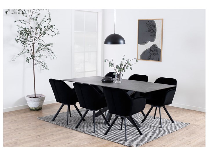 Stół czarny ceramiczny blat metalowe nogi 200x100 cm Szkło Ceramika Wysokość 75 cm Długość(n) 200 cm