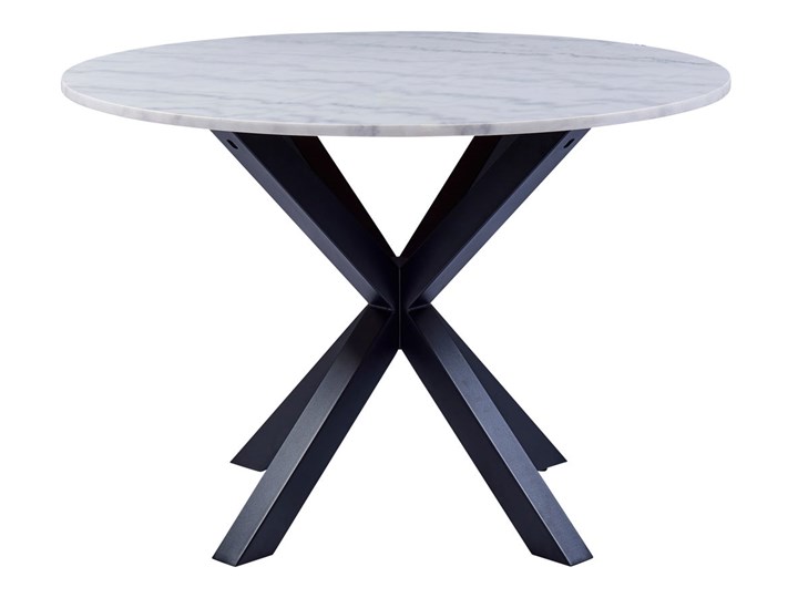 Stół okrągły biały marmurowy blat czarne metalowe nogi Ø110x76 cm Rozkładanie