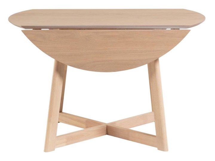 Stół okrągły rozkładany Maryse drewniany bielony 70(120)x75 cm Drewno Kolor Beżowy Liczba miejsc Do 6 osób