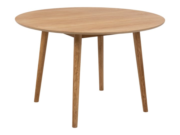 Stół okrągły naturalny fornirowany blat dąb drewniane nogi Ø120x75 cm Drewno Kształt blatu Prostokątny