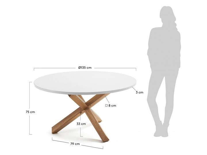 Stół okrągły Lotus biały z drewnianymi nogami Ø 135 cm Płyta MDF Drewno Pomieszczenie Stoły do kuchni
