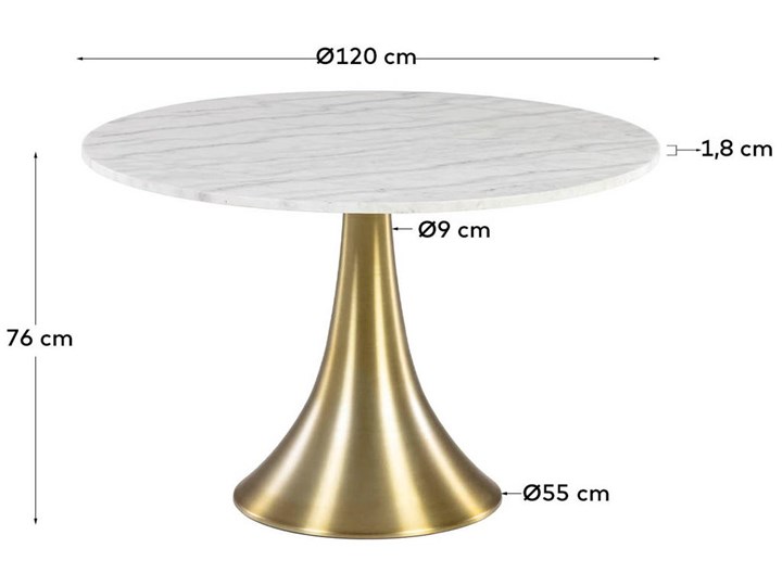 Stół okrągły Oria marmur biały  Ø 120 cm Metal Kategoria Stoły kuchenne