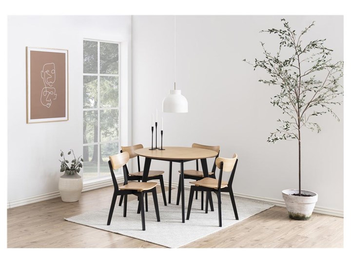 Stół Hanover Ø105 cm naturalny - nogi czarne Drewno Kształt blatu Okrągły
