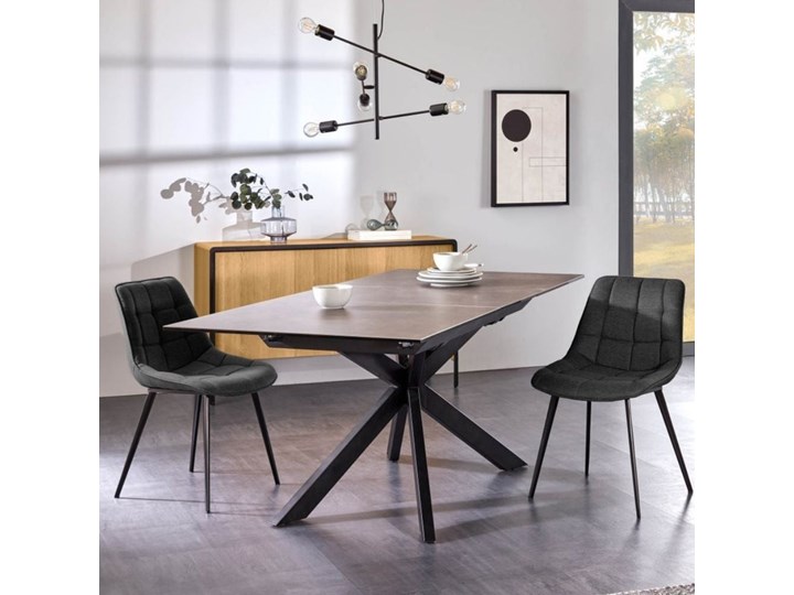 Stól rozkładany Atminda 160 (210) x 90 cm porcelana stalowe nogi czarne wykończenie Ceramika Szkło Pomieszczenie Stoły do jadalni Rozkładanie Rozkładane