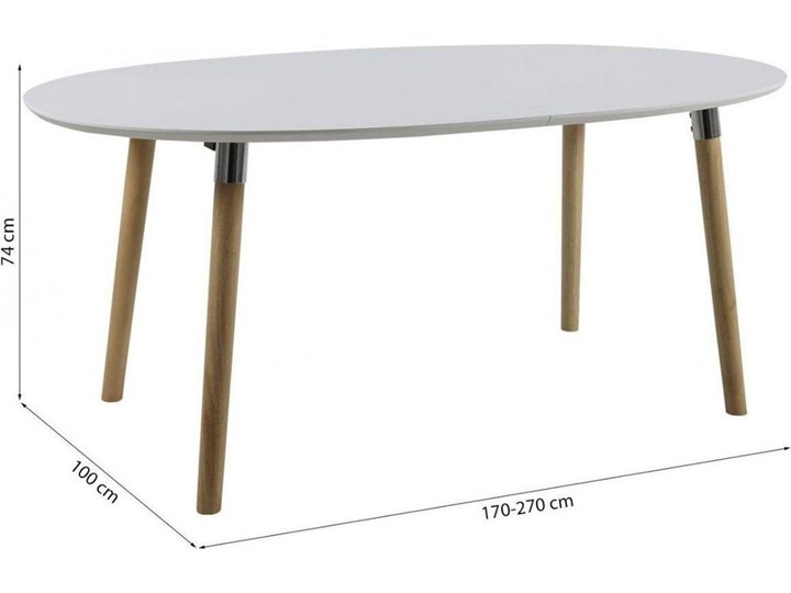 Stół rozkładany Earlywine 170-270x100 cm owalny biały Płyta MDF Drewno Długość po rozłożeniu 270 cm