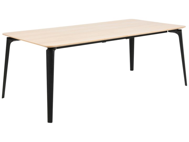 Stół rozkładany bielony fornirowany blat dąb czarne metalowe nogi 200-300x100 cm