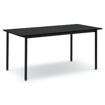 Stół rozkładany czarny fornirowany blat drewniane nogi dąb 160-220x90 cm