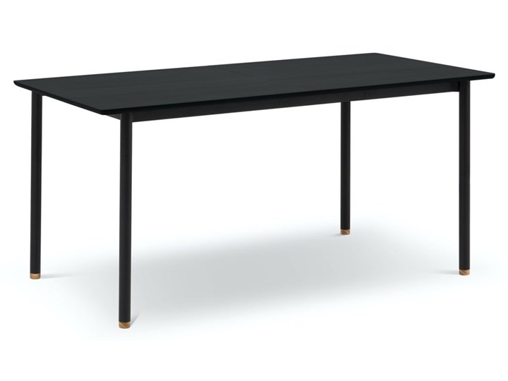 Stół rozkładany czarny fornirowany blat drewniane nogi dąb 160-220x90 cm