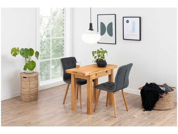Stół rozkładany naturalny fornirowany blat nogi drewniane dąb 45-90x100 cm Płyta fornirowana Drewno Wysokość 75 cm Zestawy