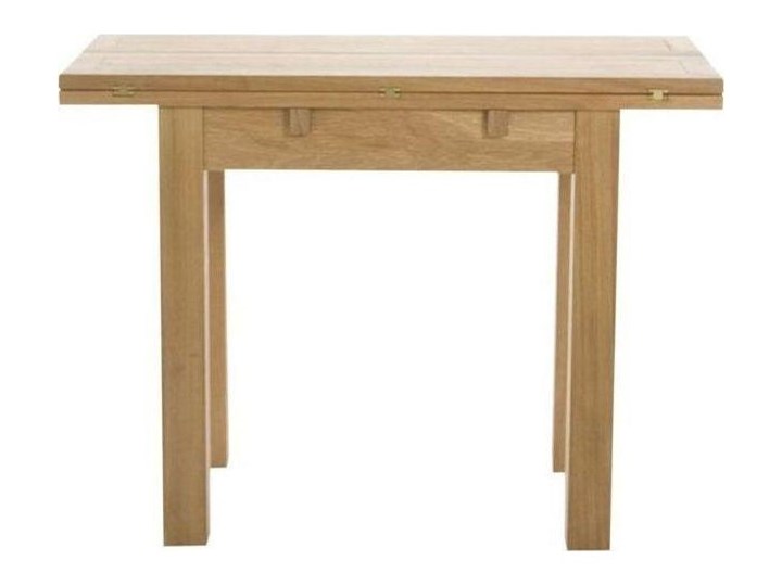 Stół rozkładany naturalny fornirowany blat nogi drewniane dąb 45-90x100 cm Płyta fornirowana Wysokość 75 cm Drewno Styl Tradycyjny