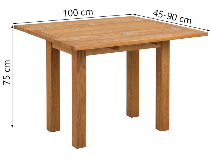Stół rozkładany naturalny fornirowany blat nogi drewniane dąb 45-90x100 cm Drewno Płyta fornirowana Wysokość 75 cm Styl Tradycyjny