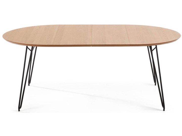 Stół rozkładany okrągły Novac jasnobrązowy  Ø 120 (200) cm Drewno Metal Kolor Beżowy Rozkładanie Rozkładane