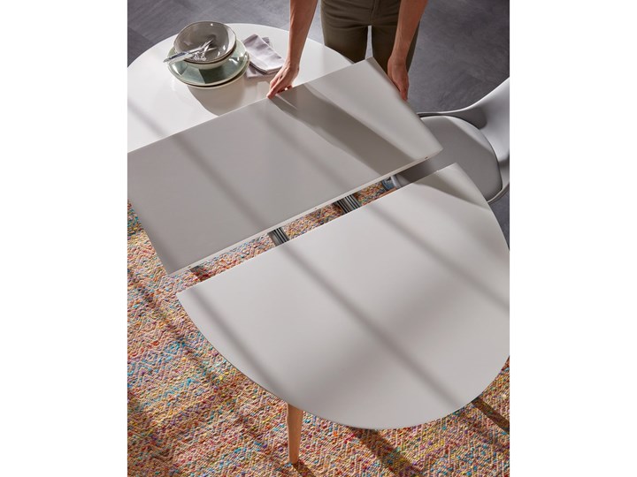 Stół rozkładany Oqui biały 120 (200) x 90 cm Drewno Kategoria Stoły kuchenne Płyta MDF Długość po rozłożeniu 200 cm