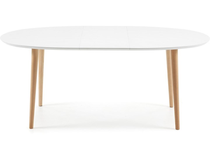Stół rozkładany Oqui biały 140 (220) x 90 cm Długość po rozłożeniu 220 cm Drewno Płyta MDF Kształt blatu Owalny