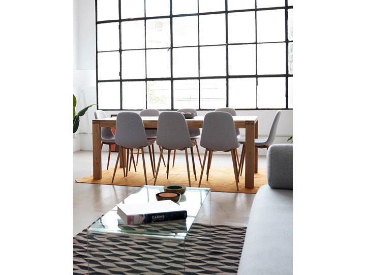 Rozkładany stół Briva fornir dębowy naturalne wykończenie 200 (280) x 100 cm Stal Drewno Kolor Biały Rozkładanie Rozkładane