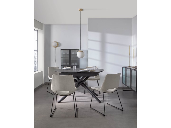 Rozkładany stół Yodalia 130(190)x 100cm porcelanowy ze stalowymi nogami , czarnym wykończeniem Wysokość 78 cm Płyta MDF Szerokość(n) 100 cm Szkło Ceramika Długość(n) 130 cm