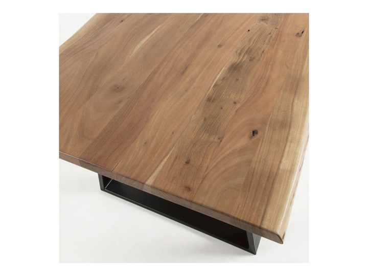 Stół Alaia z litego drewna akacjowego i stali nogi z czarnym wykończeniem 160 x 90 cm Drewno Metal Kolor Beżowy