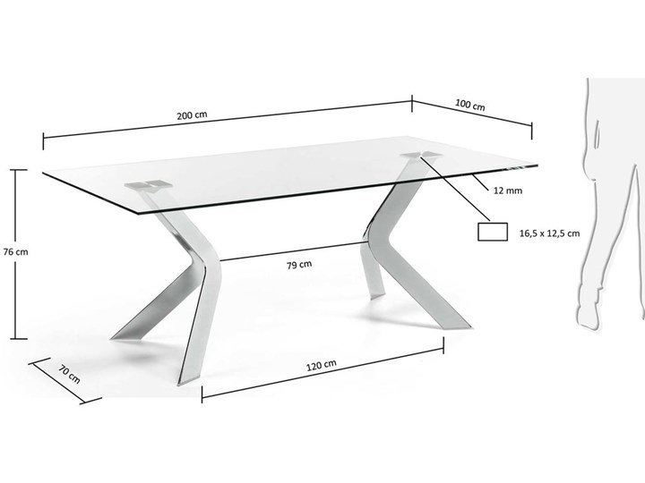 Stół Westport szklany nogi chromowane 200 x 100 cm Szkło Stal Kolor Przezroczysty