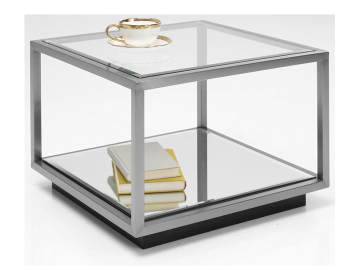 Stolik kawowy Luigi 50x50 cm srebrny - blat szklany Kształt blatu Kwadratowe Szkło Kategoria Stoliki i ławy