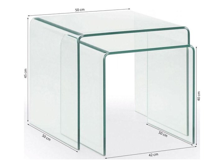 Zestaw Burano 2 szklanych stolików pomocniczych Długość 50 cm Szkło Zestaw stolików Wysokość 45 cm Szerokość 50 cm Styl Minimalistyczny