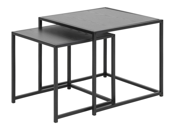 Zestaw dwóch stolików kawowych Favors czarne Metal Zestaw stolików Szerokość 50 cm Kategoria Stoliki i ławy Wysokość 45 cm Długość 50 cm Kształt blatu Kwadratowe