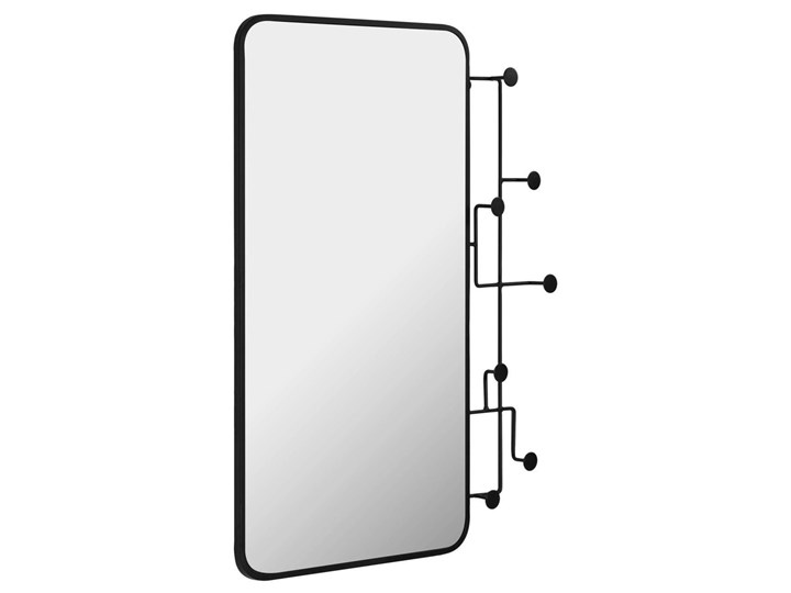 Lustro z wieszakami metalowe czarne 63x82 cm Żelazo Płyta MDF Wieszak na ubrania Kolor Biały Płyta meblowa Kolor Czarny