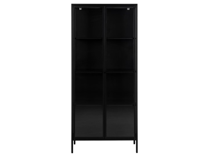 Witryna dwudrzwiowa metalowa czarna 80x180 cm Szkło Głębokość 40 cm Uniwersalne Styl Nowoczesny