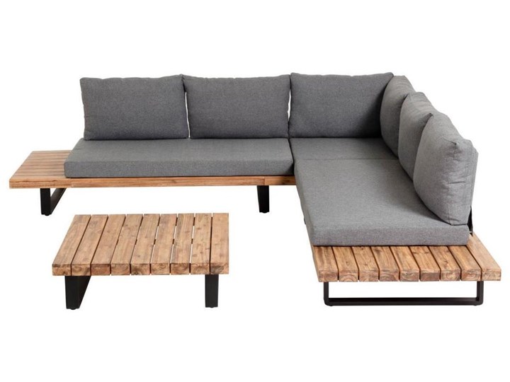 Zestaw mebli Zalika 5-osobowej sofy i stolika kawowego z litego drewna akacjowego FSC 100% Drewno Kolor Brązowy