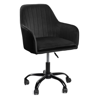 Krzesło TEILL welurowe obrotowe czarne 55x54,5x80-90cm - Homla