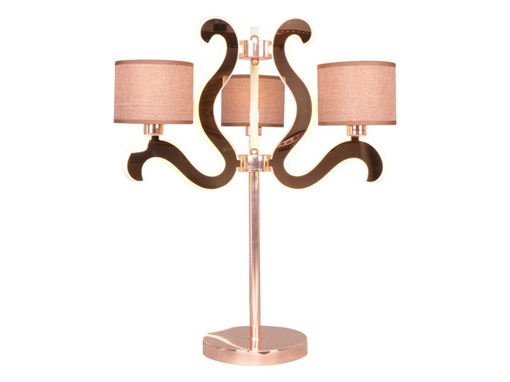 AMBROSIA 3 LAMPKA GABINETOWA 3X40W E14 + 18,4W LED MIEDZIANY Lampa z abażurem Wysokość 60 cm Tkanina Lampa gabinetowa Stal Lampa LED Tworzywo sztuczne Styl Nowoczesny