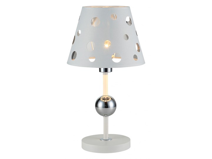 BATLEY LAMPA STOŁOWA 1X60W E14 BIAŁY Lampa z abażurem Metal Lampa z kloszem Funkcje Lampa LED Tkanina Wysokość 44 cm Styl Tradycyjny