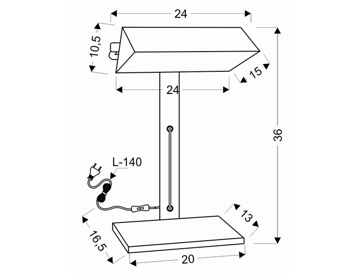 BANKIER LAMPA GABINETOWA 1X40W E14 MIEDZIANY Stal Lampa z kloszem Wysokość 36 cm Funkcje Lampa LED