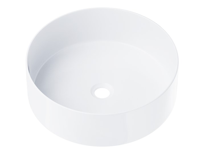 Wolnostojąca umywalka nablatowa Corsan 649940 okrągła biała 40,5 x 40,5 x 13 cm z korkiem chrom Nablatowe Wolnostojące Okrągłe Ceramika Stal Kolor Biały