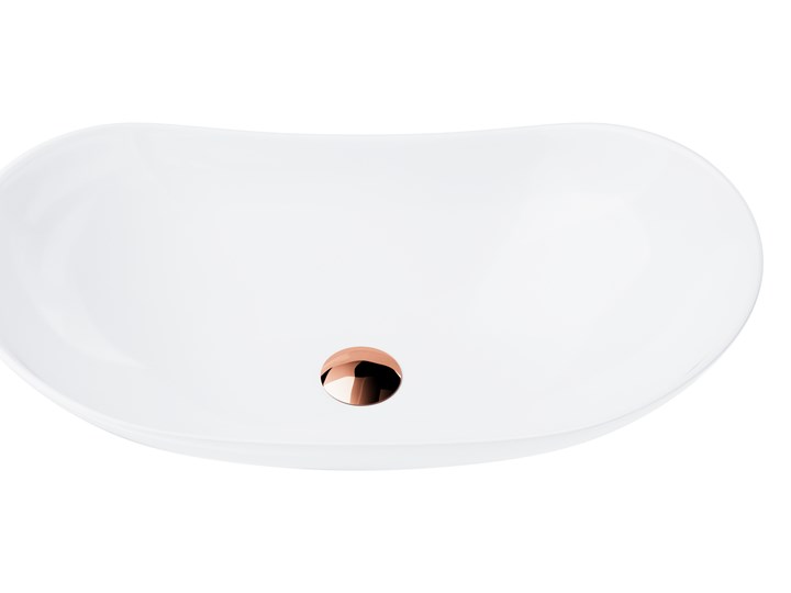 Wolnostojąca umywalka nablatowa Corsan 649964 owalna biała 62,5 x 35 x 16,5 cm z korkiem różowe złot ...
