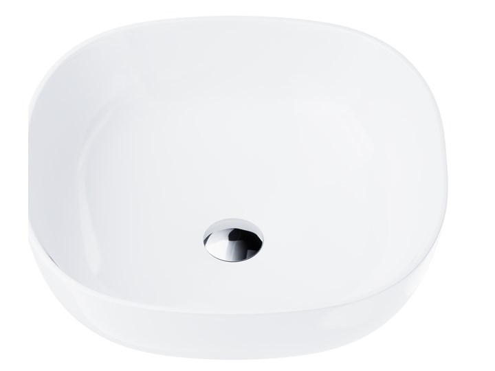 Wolnostojąca umywalka nablatowa Corsan 649995 kwadratowa biała 42 x 42 x 14,5 cm z korkiem chrom
