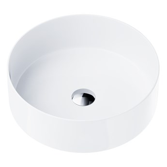 Wolnostojąca umywalka nablatowa Corsan 649940 okrągła biała 40,5 x 40,5 x 13 cm z korkiem chrom