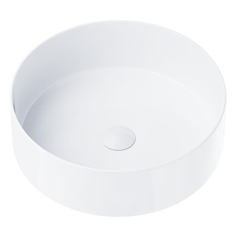 Wolnostojąca umywalka nablatowa Corsan 649940 okrągła biała 40,5 x 40,5 x 13 cm z korkiem białym