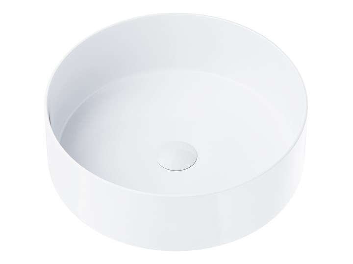 Wolnostojąca umywalka nablatowa Corsan 649940 okrągła biała 40,5 x 40,5 x 13 cm z korkiem białym