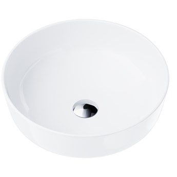 Wolnostojąca umywalka nablatowa Corsan 649988 okrągła biała 41,5 x 41,5 x 13,5 cm z korkiem chrom
