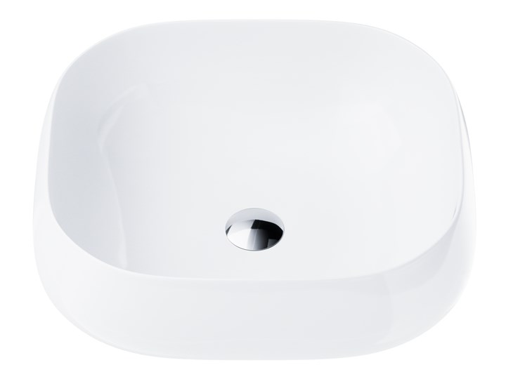 Wolnostojąca umywalka nablatowa Corsan 649933 owalna biała 45 x 41 x 14,5 cm z korkiem chrom Ceramika Stal Owalne Wolnostojące Nablatowe Kolor Biały